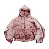 DISTRESSED ZIP-UP